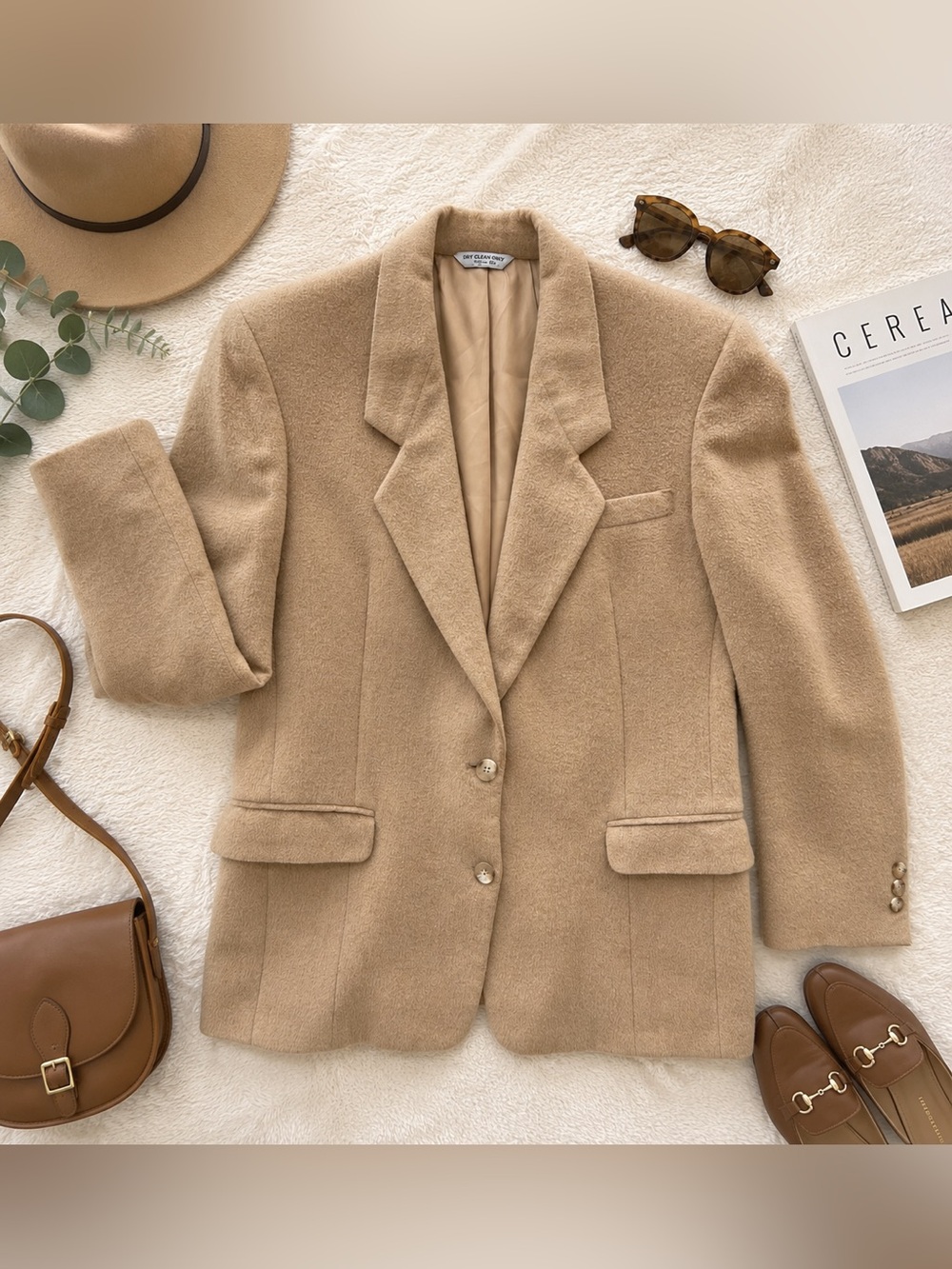 Barrie Pace Camel Hair Tan Blazer Jacket USA Made Size 8